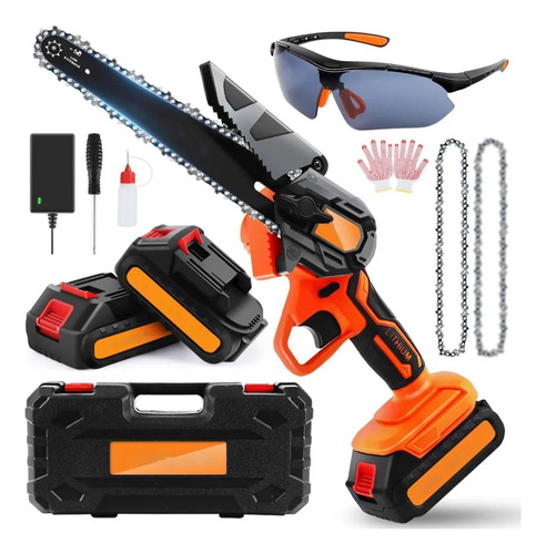 Mini Motosserra Sem Fio de 6 Polegadas - Portátil, com 2 Baterias, Ideal para Jardinagem e Corte Elétrico | motoserra eletrica | mini motosserra a bateria | motosserra a bateria | mini motoserra