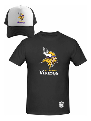 Kit Playera + Gorra Sublimada Mod Minnesota Vikings Nfl