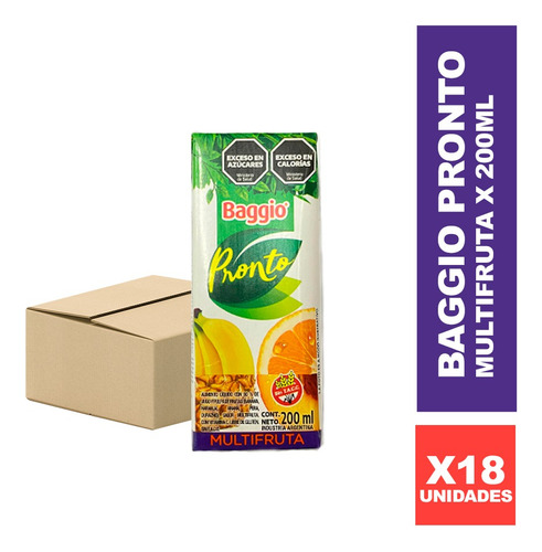 Baggio Pronto Pack 18 jugo sabor multifruta libre gluten sin tacc