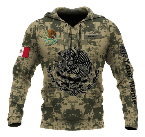 Sudadera Con Capucha T165 De México De Escudo Camuflaje Cust