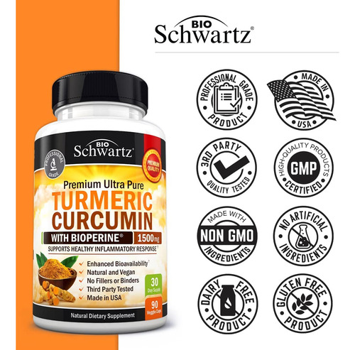 Suplemento Bioschwartz Curcuma Curcumina 1500 Mg Com Bioperi