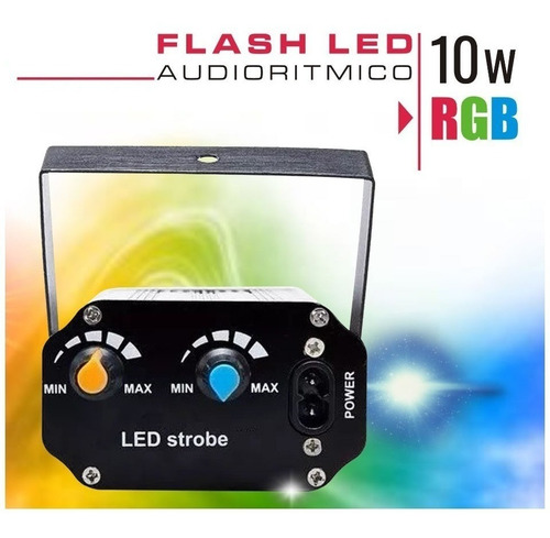 Imagen 5 de 10 de Flash Led Rgb Tricolor 10w Audioritmico Luces Dj Efectos