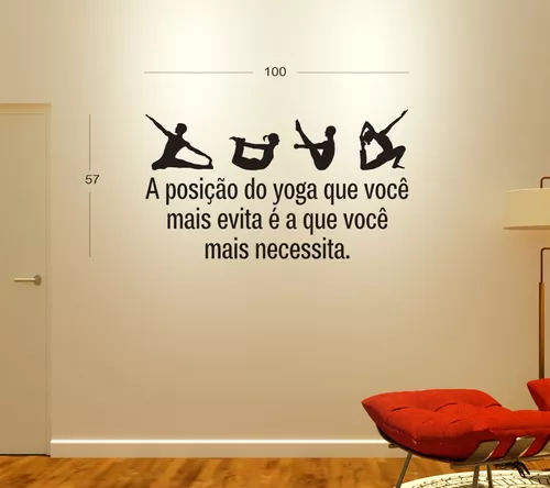 Adesivo Parede Frases Pilates A Posição Do Yoga Que100x57