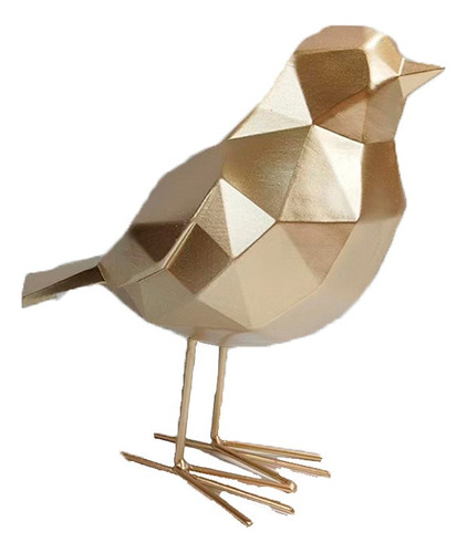 Figura Pájaro Resina Dorado Chucao