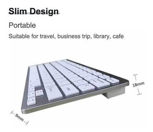 Imagen 3 de 5 de Teclado Inalambrico Bluetooth Para iPad Tablet Smartphone Pc