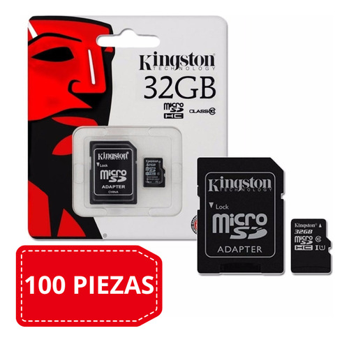 Paquete De 100 Memorias Kingston Micro Sd 32gb + Adaptador