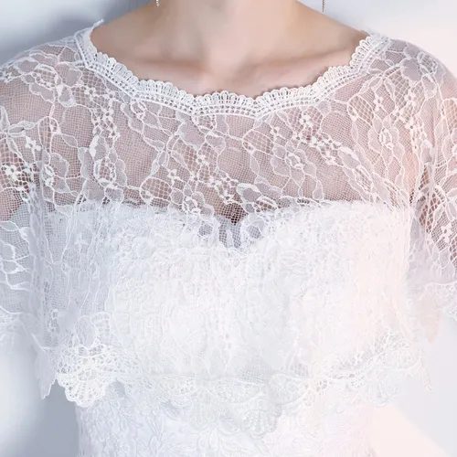 A Chal De Tul De Encaje De Novia Blanca Para Mujer
