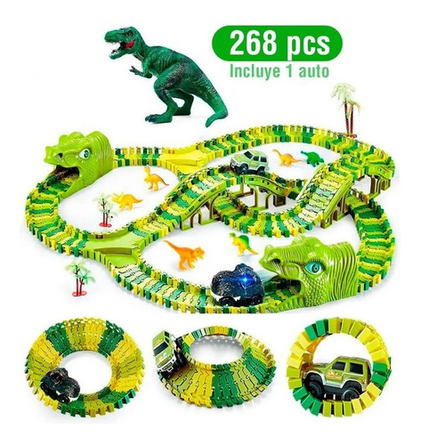 Pista Para Autos Niños Infantil Dinosaurio Gigante 240pcs