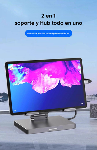 Dapon Soporte Para Tableta Con Hub Usb C 4k 60hz 8 En 1