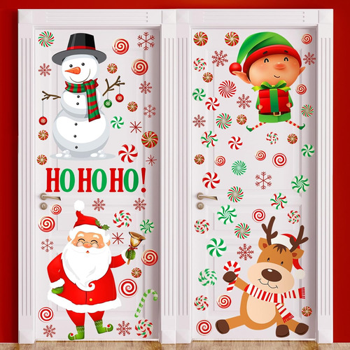68 Piezas De 4 Hojas De Calcomanías De Navidad Puerta,...