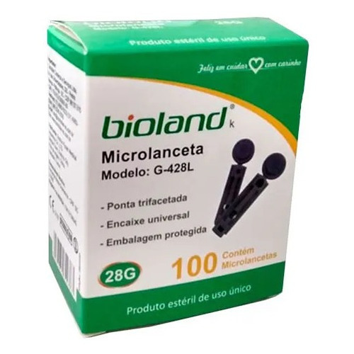 Microlanceta Para Glicosimetro G428l Bioland Com 100und.