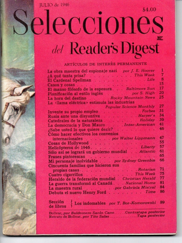 Selecciones Del Reader´s Digest Nº68 Julio 1946