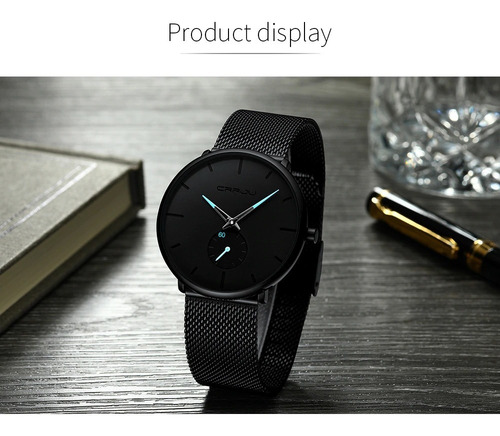 Relógio Masculino Casual Luxo Ultra Fino Esportivo Metálico