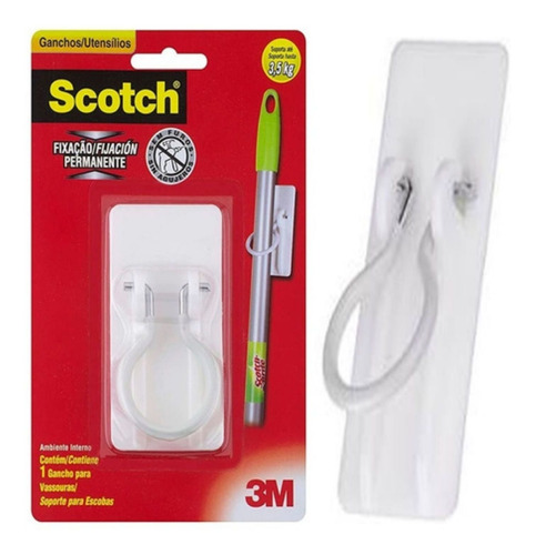 Gancho Suporte Adesivo Para Vassouras Scotch 3m