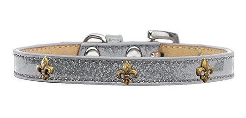 Mirage Pet Products Bronze Fleur De Lis Widget Dog Collar, S