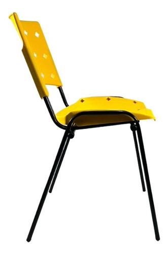 Kit 3 Cadeira Iso Empilhavel Grande Reuniões Escritórios Eh Cor Amarelo