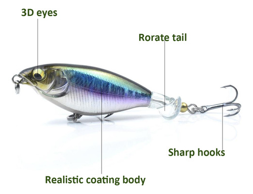 Señuelo De Pesca Giratorio Suave De Topwater Con Anzuelo Tri