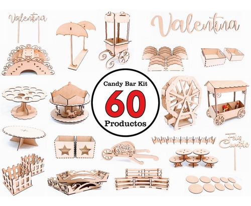 Candy Bar Kit 60 Productos - Mdf / Fibrofacil -