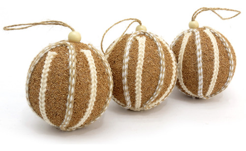 Juego de 6 bolas de árbol de Navidad a rayas, marrones y blancas, 8 cm