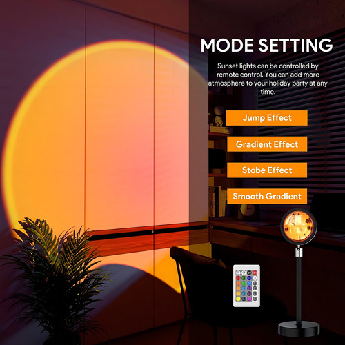 Lampara Atardecer Sunset Lamp Led Rgb Fotografia Profesional Color De La Estructura Negro
