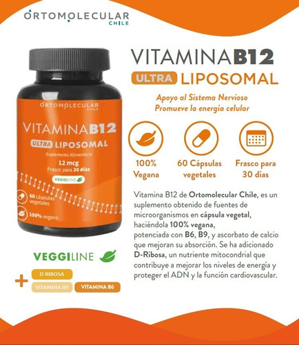 Imagen 3 de 7 de Vitamina B12 Liposomal 60 Caps Previene Anemia Ortomolecular