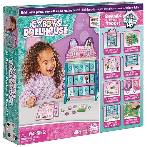 Gabby's Dollhouse, Juegos Hq Checkers Tic Tac Toe Memory Mat