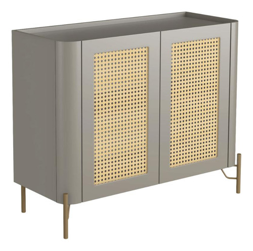 Buffet Aparador 98,5cm Porta Sextavada 100% Mdf Pés Metal Cor Grigio Com Dourado