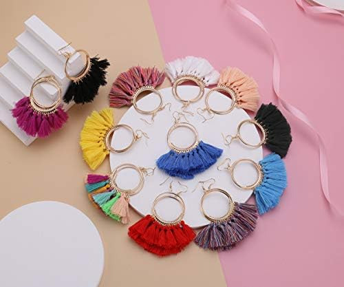 Lantai 12 Pares De Aretes Bohemios Con Flecos, Aretes Llamat
