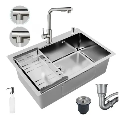Cuba Gourmet 60x40 Inox 304 Com Torneira Kit Completo Prateado