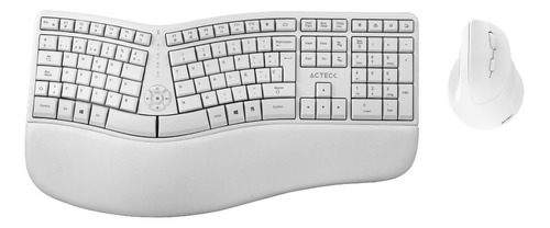 Combo Acteck 2 En 1 Teclado Ergonomico Mouse Vertical 2.4 Color del mouse Blanco Color del teclado Blanco