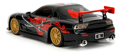 Jada 1:24 Lab Monkeys 1993 Mazda Rx - 7 Figura Saru Color Rojo/ Negro