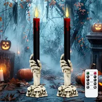 Comprar Velas Cónicas Sin Llama De Halloween Con Candelabros De Mano