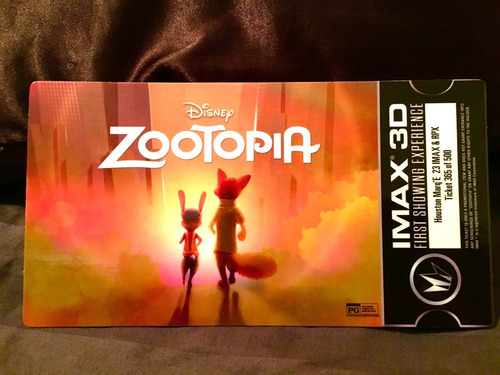 Disney Zootopia Imax Ticket Plastico Entrada