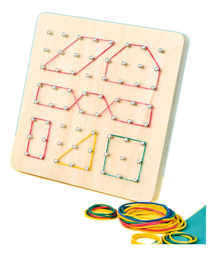 W Wooden Geoboard Montessori Toy Matemática Educação Gráfico