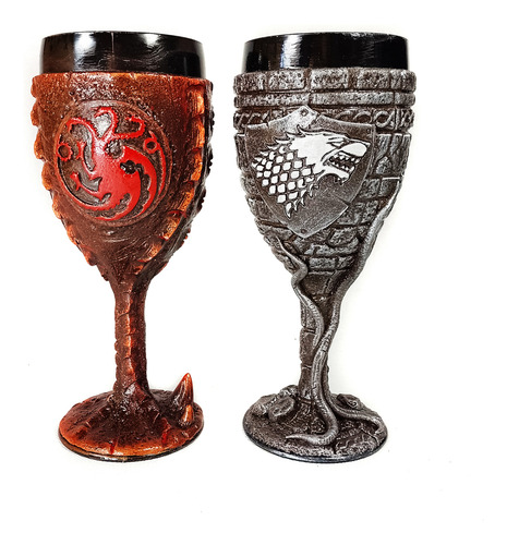 Combo 2 Vasos Chopps + 2 Calices Copas Stark & Targaryen Got