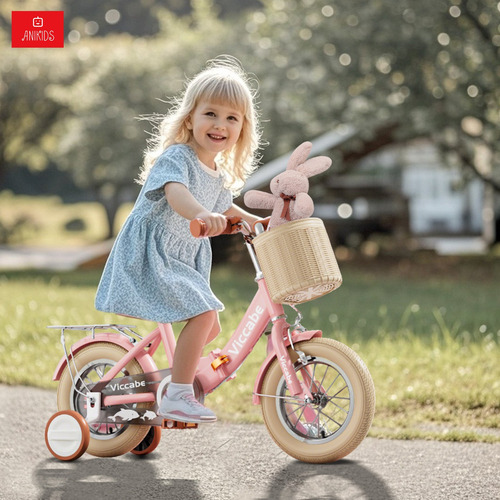 Bicicleta Infantil Plegable Aro 16 Con Rueditas Color Rosado Rosa 16