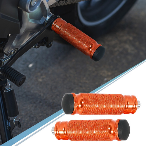 Par Posapie Universal Trasero 6mm Naranja Para Motocicleta