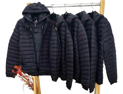 Campera Inflable Con Piel Yd New Collection Doble Cierre