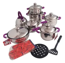 Comprar Ollas Acero Inoxidable 13 Pcs Con Tetera Silvadora Brikenia