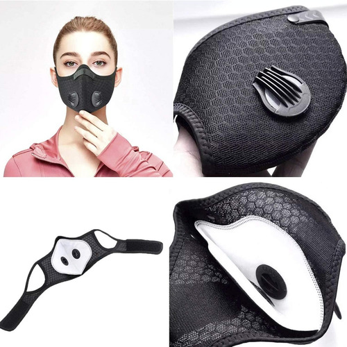 Imagen 6 de 10 de Cubrebocas N95 Lavable Reusable 2 Válvulas Filtro Deportivo