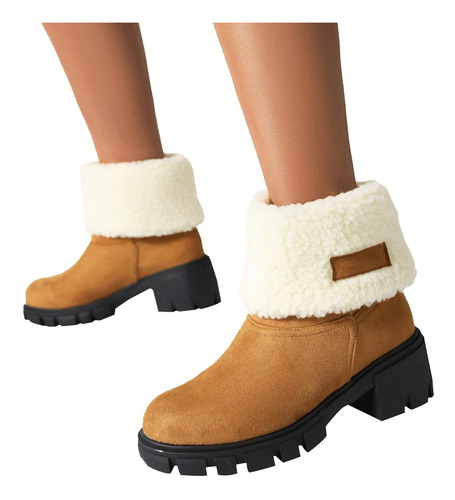 Bota Nieve Para Mujer Botine Tobillo Calido Comodo Cordon