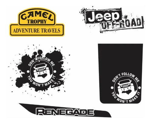 Kit Adesivo Emblema Faixa Off Road Jeep Renegade Ouro 1