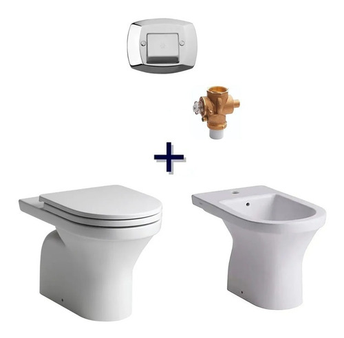 Combo Ferrum Varese Inodoro Tapa Bidet + Tecla Y Valvula Fv