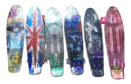 Patineta Penny Blazer Lija Transparente Llanta Luz Led Abec9