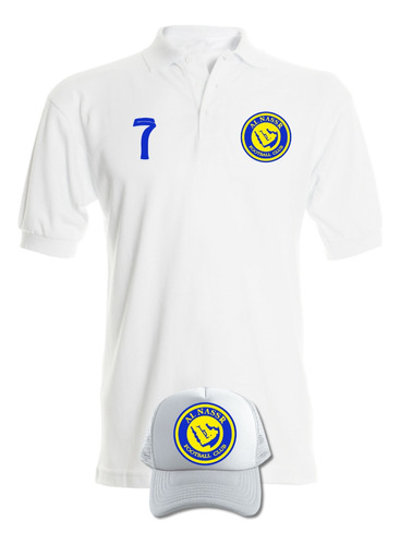 Camiseta Tipo Polo Al Nassr C. Ronaldo  Obsequio Gorra White