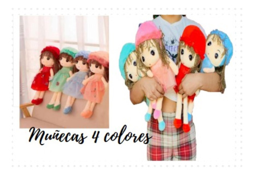 Muñeca De Peluche Tela Oferta Juguete 38 Cms 4 Colores