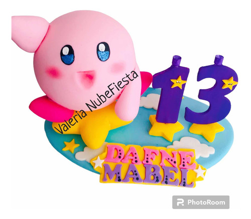 Cake Topper Kirb Mario Videojuego Estrel Vela Pasta Francesa