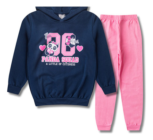 Conjunto Calça Flanelada Blusa Moletom Frio Menina 1 Ao 8