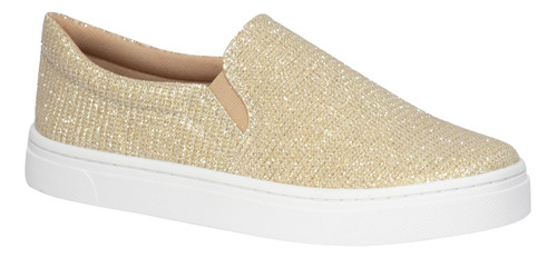 Tênis Feminino Casual Slip On Brilho Confortável Calce Fácil