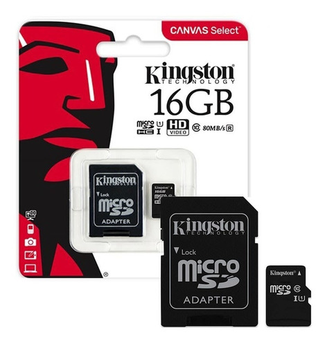 Memoria Kingston Micro Sd 16 Gb Clase 10 + Adaptador Sd